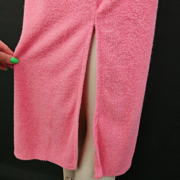 70s Pink Floral Terry Cloth Beach Dress - Picture 7 of 13